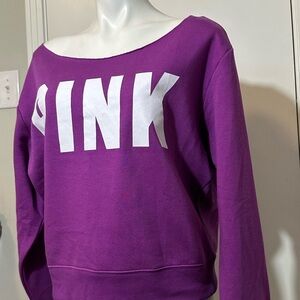 NWOT Victoria Secret PINK sweatshirt pullover XL off shoulder thin shirt XL pink